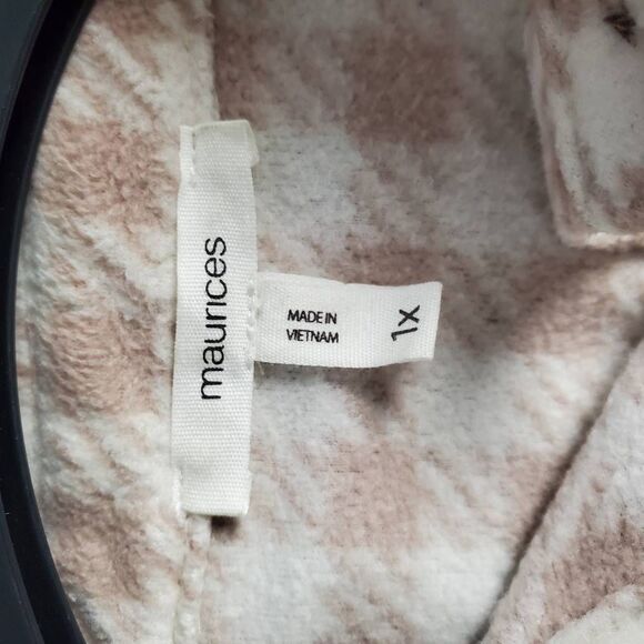 Maurices Women’s Shacket Beige Plaid Button Down Shirt Jacket Size 1X - Picture 4 of 7